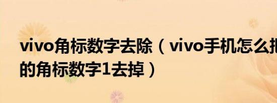 vivo角标数字去除（vivo手机怎么把设置上的角标数字1去掉）