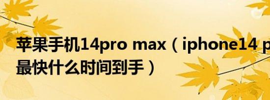 苹果手机14pro max（iphone14 pro max最快什么时间到手）