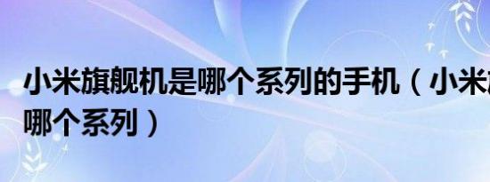 小米旗舰机是哪个系列的手机（小米旗舰机是哪个系列）