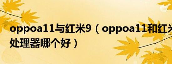 oppoa11与红米9（oppoa11和红米9a哪个处理器哪个好）