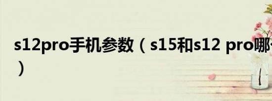 s12pro手机参数（s15和s12 pro哪个值得买）