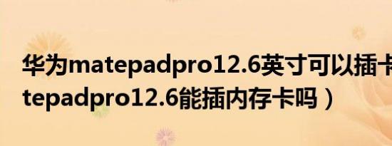 华为matepadpro12.6英寸可以插卡吗（matepadpro12.6能插内存卡吗）