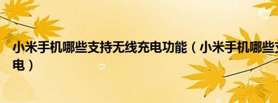 小米手机哪些支持无线充电功能（小米手机哪些支持无线充电）