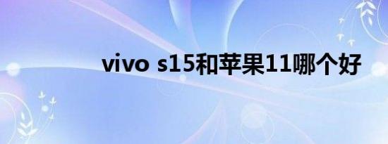 vivo s15和苹果11哪个好