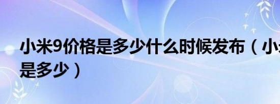 小米9价格是多少什么时候发布（小米9价格是多少）