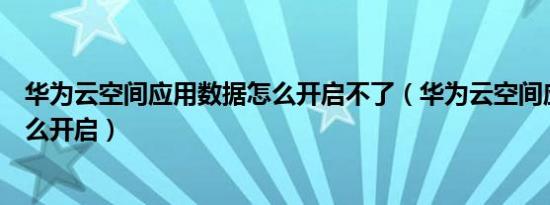 华为云空间应用数据怎么开启不了（华为云空间应用数据怎么开启）