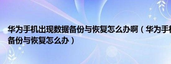 华为手机出现数据备份与恢复怎么办啊（华为手机出现数据备份与恢复怎么办）