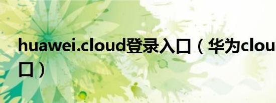 huawei.cloud登录入口（华为cloud登录入口）