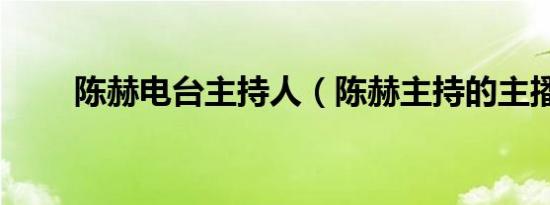 陈赫电台主持人（陈赫主持的主播）