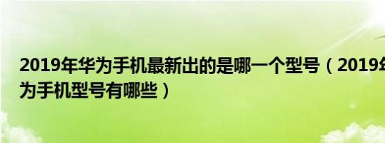 2019年华为手机最新出的是哪一个型号（2019年下半年华为手机型号有哪些）