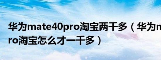 华为mate40pro淘宝两千多（华为mate40pro淘宝怎么才一千多）