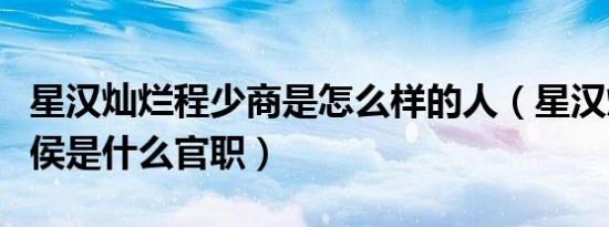 星汉灿烂程少商是怎么样的人（星汉灿烂程阳侯是什么官职）