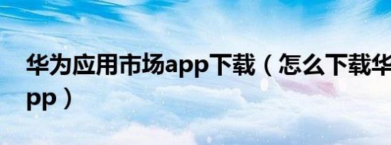 华为应用市场app下载（怎么下载华为原装app）