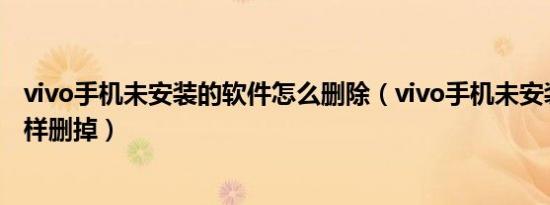 vivo手机未安装的软件怎么删除（vivo手机未安装的软件怎样删掉）