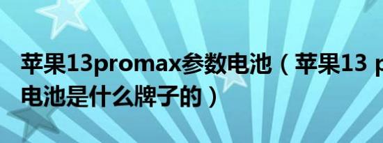 苹果13promax参数电池（苹果13 pro max电池是什么牌子的）