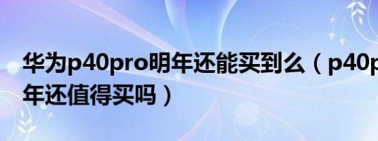 华为p40pro明年还能买到么（p40pro 下半年还值得买吗）