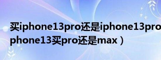 买iphone13pro还是iphone13pro max（iphone13买pro还是max）