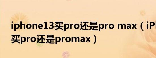 iphone13买pro还是pro max（iPhone13买pro还是promax）