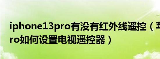 iphone13pro有没有红外线遥控（苹果13 pro如何设置电视遥控器）