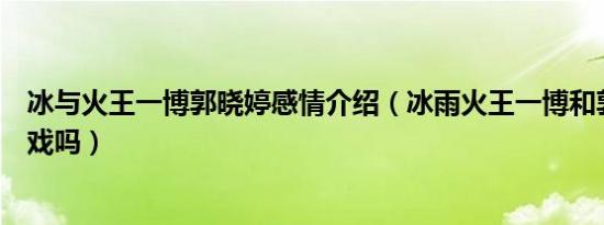 冰与火王一博郭晓婷感情介绍（冰雨火王一博和郭晓婷有吻戏吗）