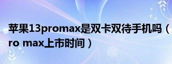 苹果13promax是双卡双待手机吗（华为13pro max上市时间）