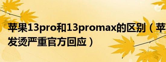 苹果13pro和13promax的区别（苹果13pro发烫严重官方回应）