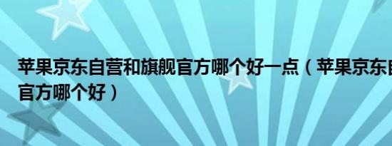 苹果京东自营和旗舰官方哪个好一点（苹果京东自营和旗舰官方哪个好）