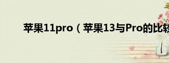 苹果11pro（苹果13与Pro的比较）