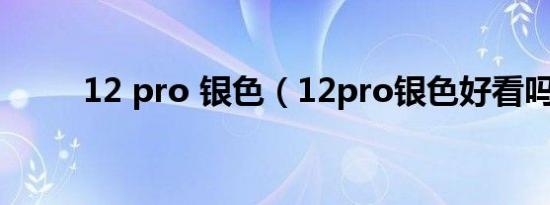 12 pro 银色（12pro银色好看吗）