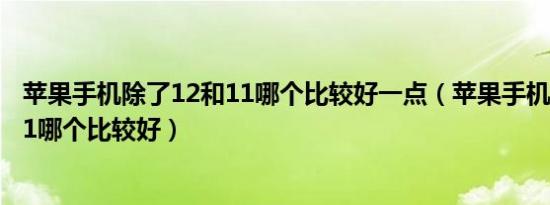 苹果手机除了12和11哪个比较好一点（苹果手机除了12和11哪个比较好）