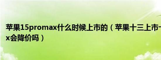 苹果15promax什么时候上市的（苹果十三上市十二promax会降价吗）