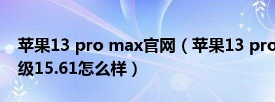 苹果13 pro max官网（苹果13 pro max升级15.61怎么样）