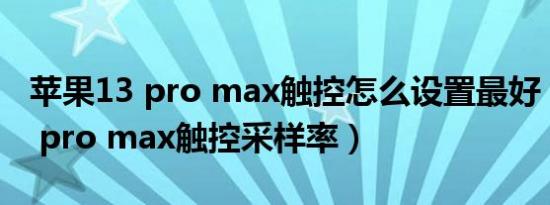 苹果13 pro max触控怎么设置最好（苹果13 pro max触控采样率）