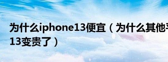 为什么iphone13便宜（为什么其他平台苹果13变贵了）