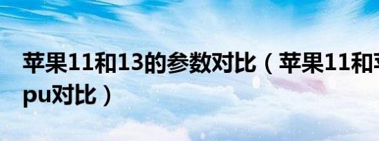 苹果11和13的参数对比（苹果11和苹果13 cpu对比）