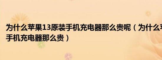 为什么苹果13原装手机充电器那么贵呢（为什么苹果13原装手机充电器那么贵）