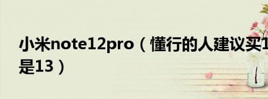 小米note12pro（懂行的人建议买12pro还是13）