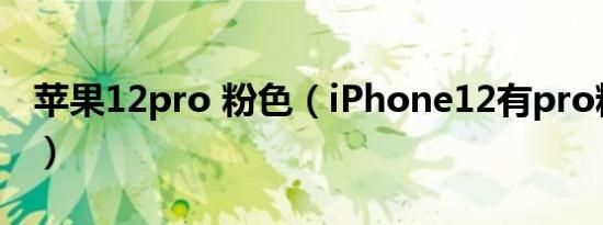 苹果12pro 粉色（iPhone12有pro粉色的吗）