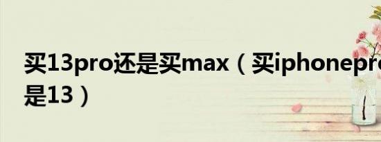 买13pro还是买max（买iphonepromax还是13）