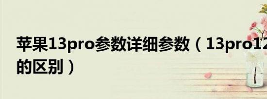 苹果13pro参数详细参数（13pro128和256的区别）