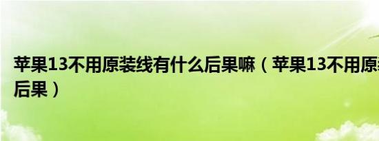 苹果13不用原装线有什么后果嘛（苹果13不用原装线有什么后果）