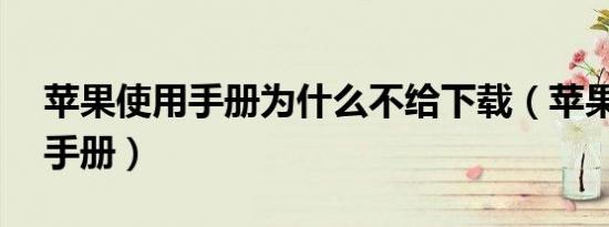 苹果使用手册为什么不给下载（苹果12使用手册）