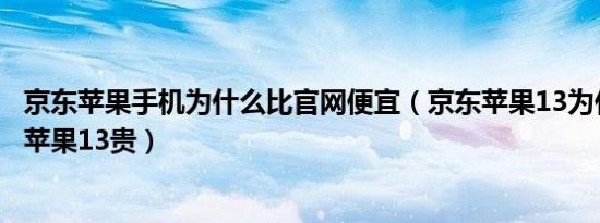 京东苹果手机为什么比官网便宜（京东苹果13为什么比淘宝苹果13贵）