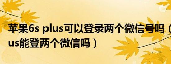 苹果6s plus可以登录两个微信号吗（苹果6plus能登两个微信吗）