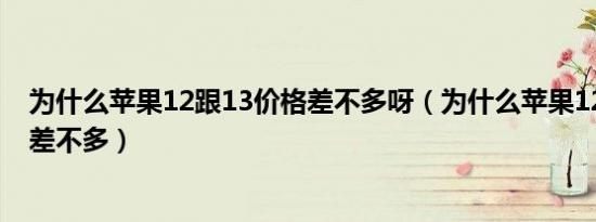 为什么苹果12跟13价格差不多呀（为什么苹果12跟13价格差不多）