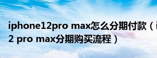 iphone12pro max怎么分期付款（iphone12 pro max分期购买流程）