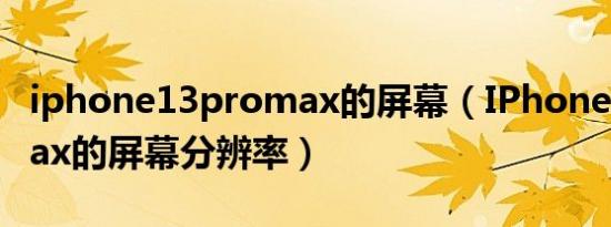 iphone13promax的屏幕（IPhone13Promax的屏幕分辨率）