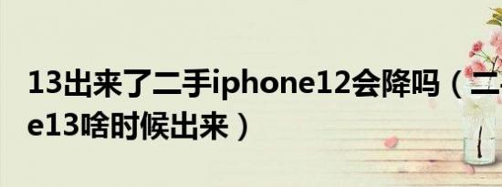 13出来了二手iphone12会降吗（二手iphone13啥时候出来）