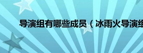 导演组有哪些成员（冰雨火导演组）