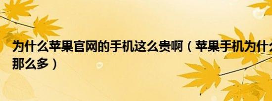 为什么苹果官网的手机这么贵啊（苹果手机为什么官网的贵那么多）